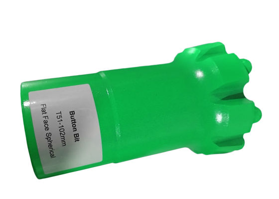 Hard Rock Drill Head T51-102mm Flat Face Spherical Thread Rock Drill Button Bit for Mining