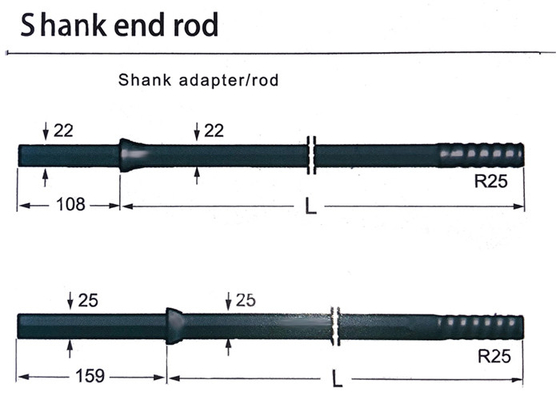 R25 Rock Drilling Tools High Strength Alloy Steel R25 Shank End Rod