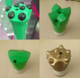 Ballictic / Spherical Green Rock Button Drill Bit 4 / 7 Buttons 51mm for Granite