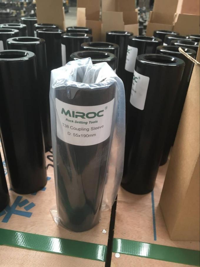 Black Thread T38 Drill semi bridge Coupling Sleeve Length 7 1 / 2 Inch